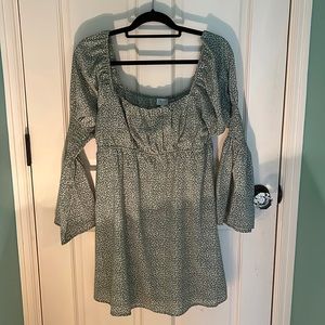 Long sleeve green and white dress. From a local store.